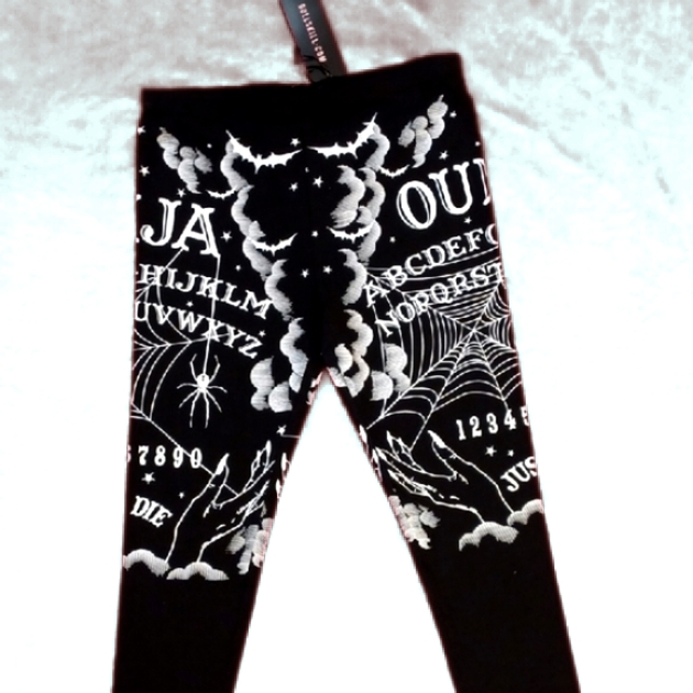 DOLLSKILL TRICKZ N TREATZ CALLING ALL SPIRITS OUIJA LEGGINGS XXL BLACK/WHITE